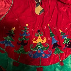 Large 60” Festive Red velvet Christmas Tree Skirt
